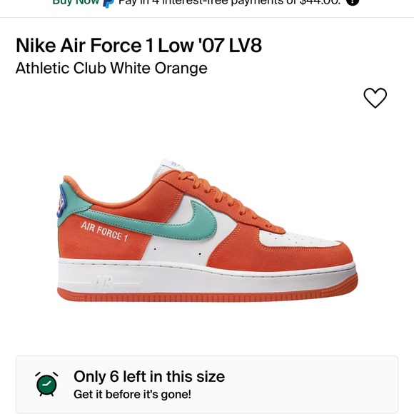 Nike Air Force 1 Low '07 LV8 Athletic Club White Orange DH7568-800 Sneakers 10.5 - Picture 5 of 7